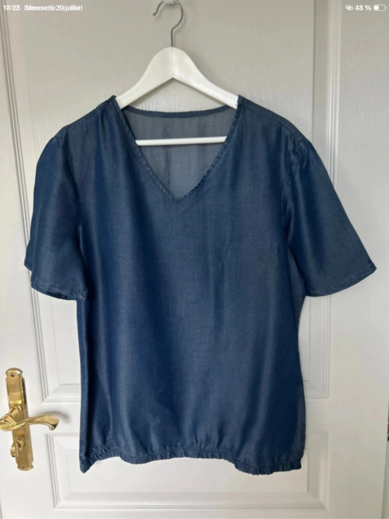 Blusa azul jeans manga corta PROMOD💕 – photo 5